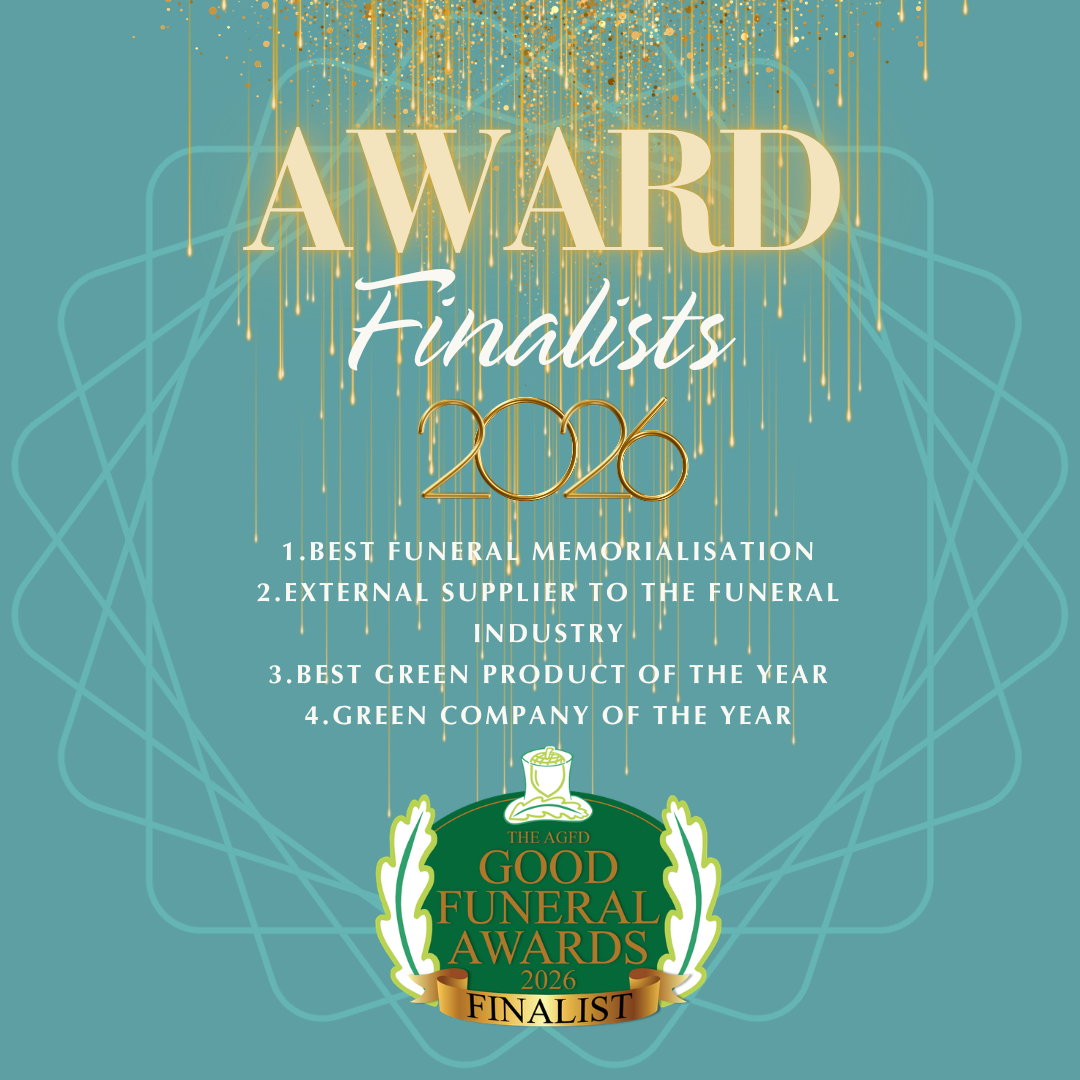 Afterstone are finalists in The Good Funeral Awards 2026. 4 categories: Best Funeral Memorialisation, External Supplier to the Funeral Industry, Best Green Product of the Year and Green Company of the Year.