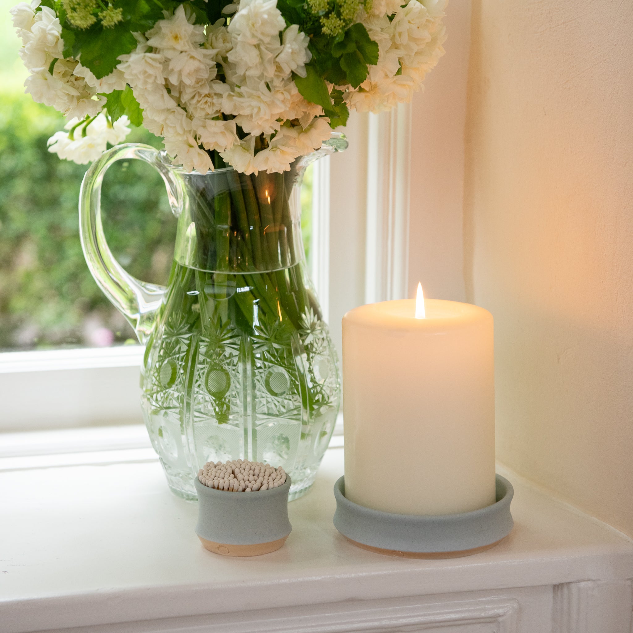 Ceramic candle set - lichen