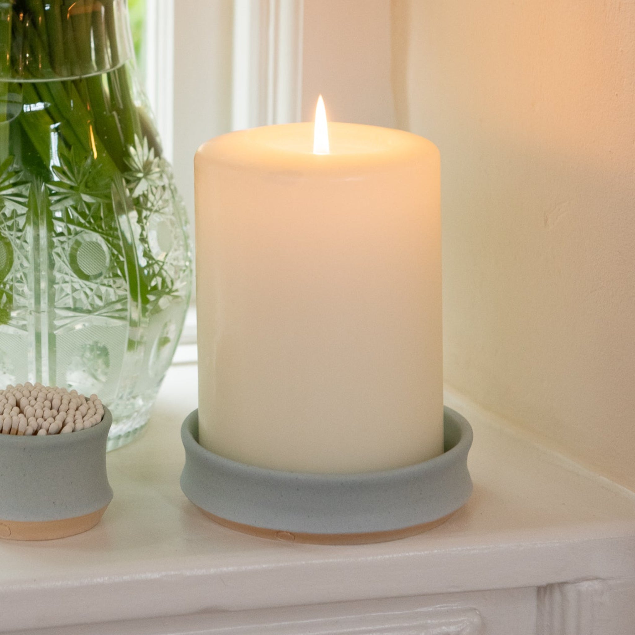 Hand thrown pottery candle plate