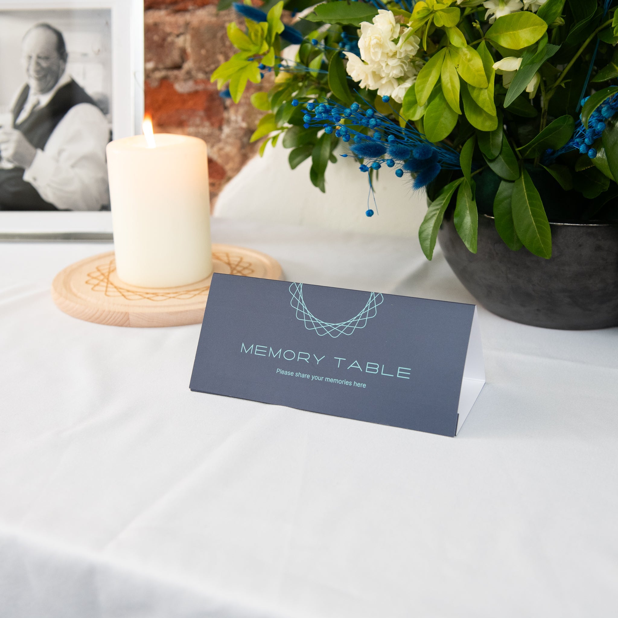 Memory tent card navy/turquoise
