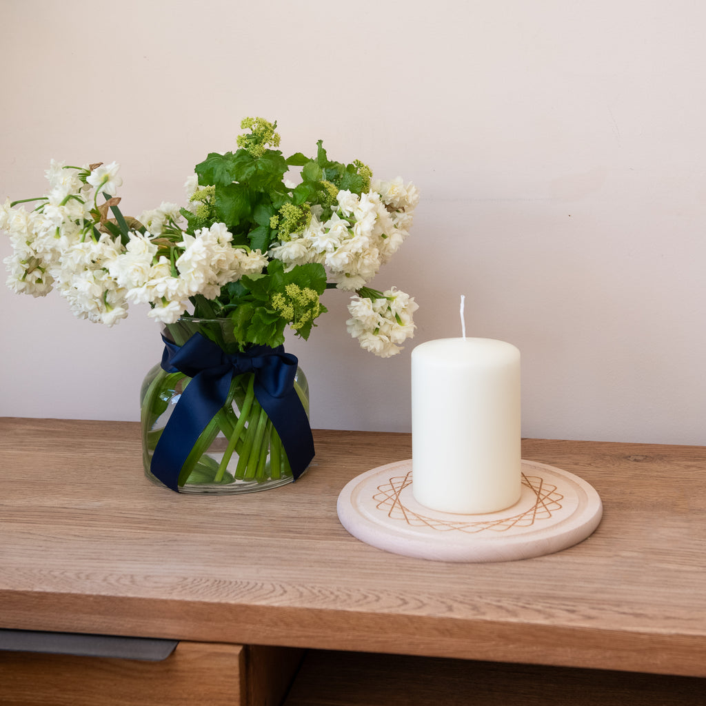 Candle plate in natural wood - AFTERSTONE LTD