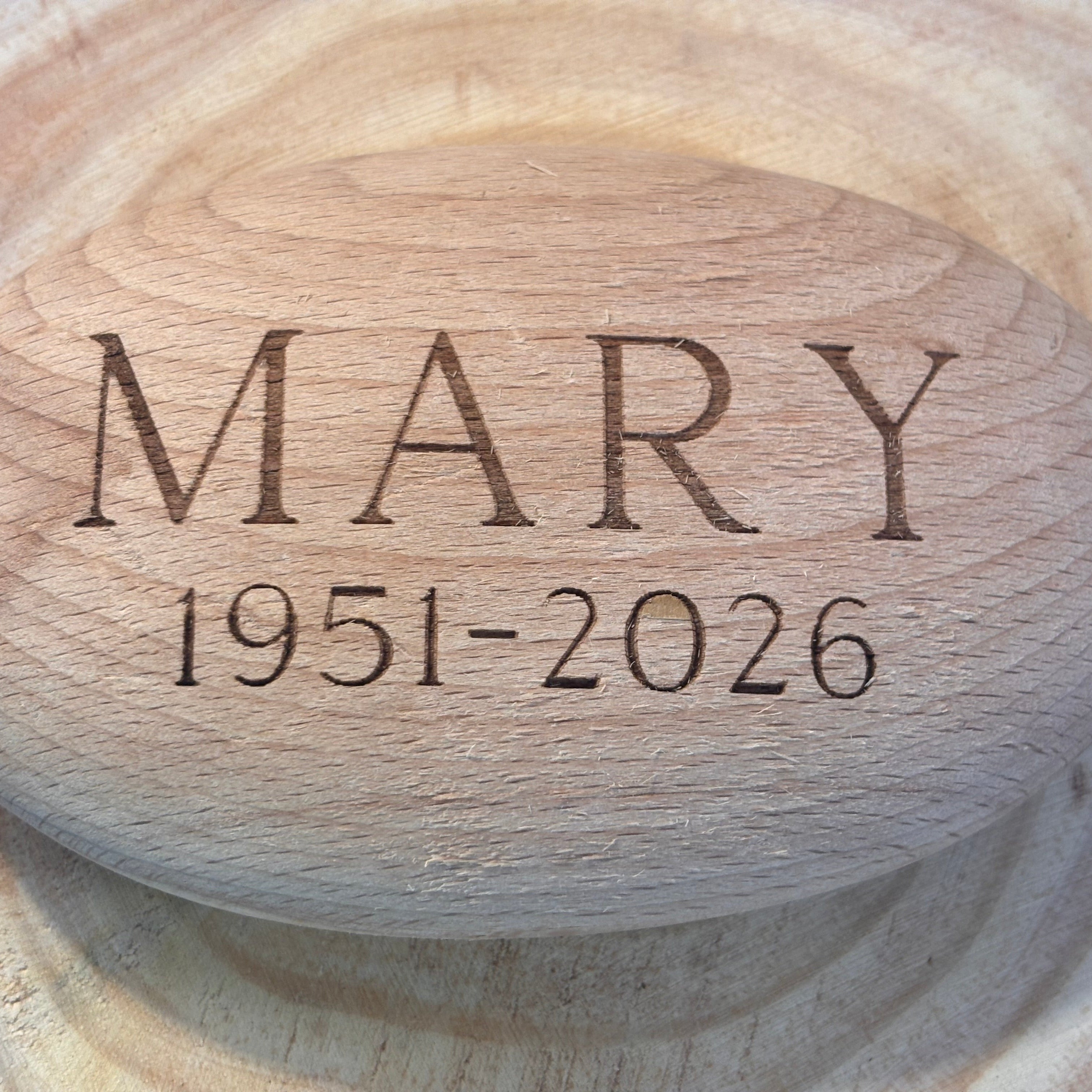 Personalised memorial wooden pebble