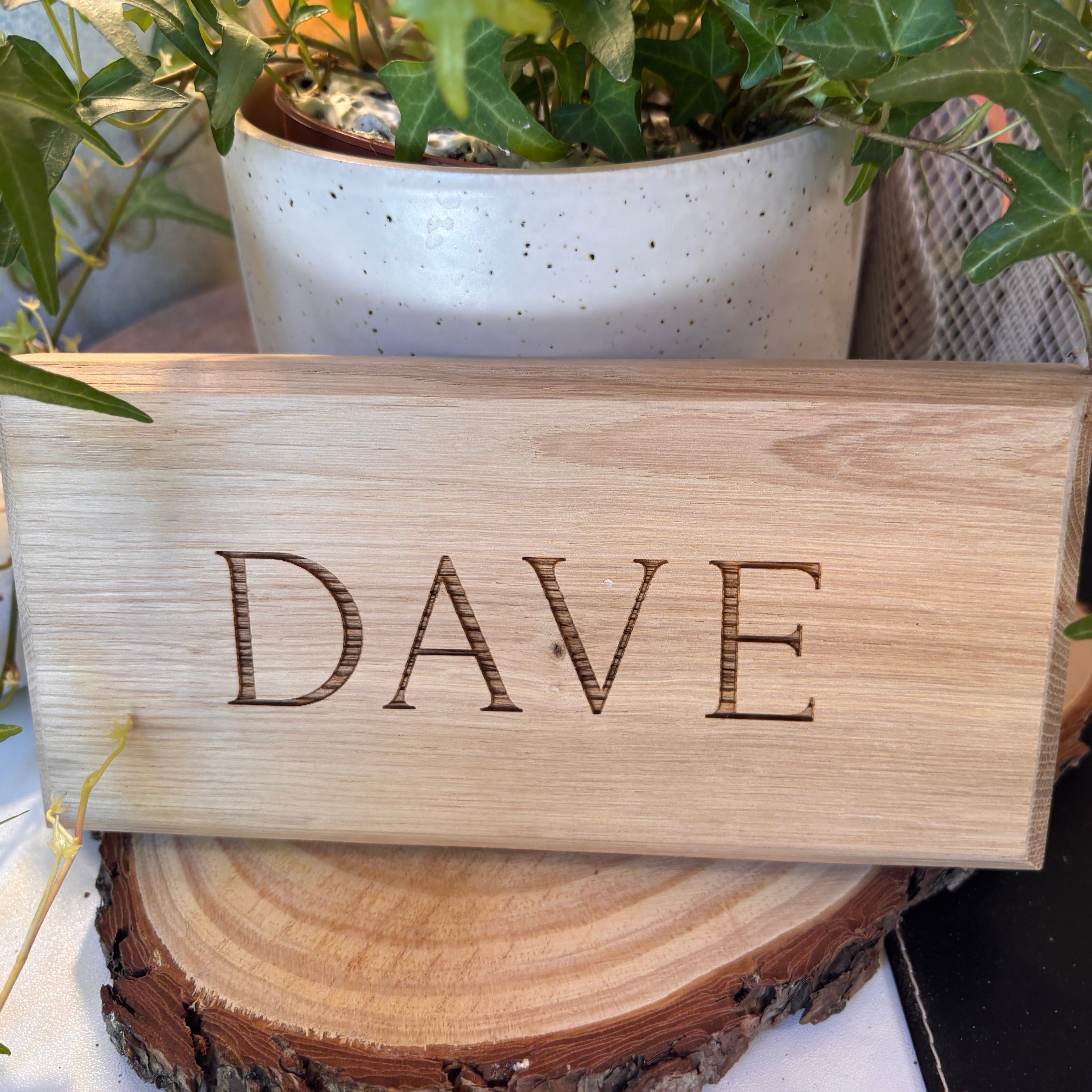 Oak plaque personalised for stable door, house name etc. 200x95x20mm 